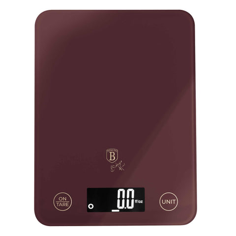 BH/9753, NEW, Digital glass kitchen scale capacity 5kg, matt-bordeaux, kitchen scale, electric,battery, digital kitchen scale, scale