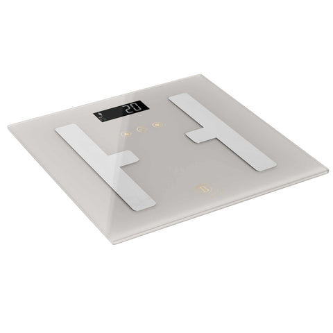 BH/9755, NUEVO, Báscula digital de baño BODYFAT de cristal, capacidad 180 kg, mate-crema, báscula de baño de grasa corporal, eléctrica, batería, báscula de baño digital, báscula de grasa corporal