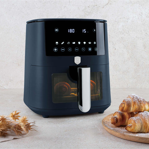  BH/9760, Freidora de aire de 5 l con ventana visible, Azul mate, Madera gris, Freidora de aire, Eléctrica, Freidora de aire digital, Freidora de aire, Aceite, Freidora sin aceite, Freidora de aire con ventana, Electrodomésticos de cocina