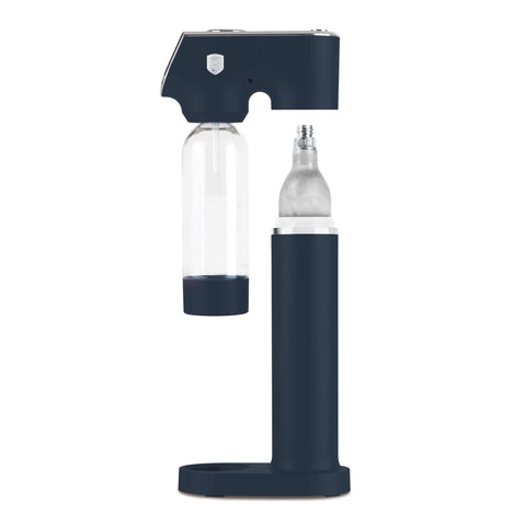 Product image of Soda maker with 2bottles and barometer universal CO2cylinders size. Part of the Deep Sea Collection . Features: • Material: stainless steel, pp • Size: 43,5*22*12 cm • 2 pcs pp bottle with cup: 1,0L and 0,5L • Universal, standard CO2 cylinders size (not inclu.... (Studio view). Official Berlinger Haus product, boosted by Promintra sl.