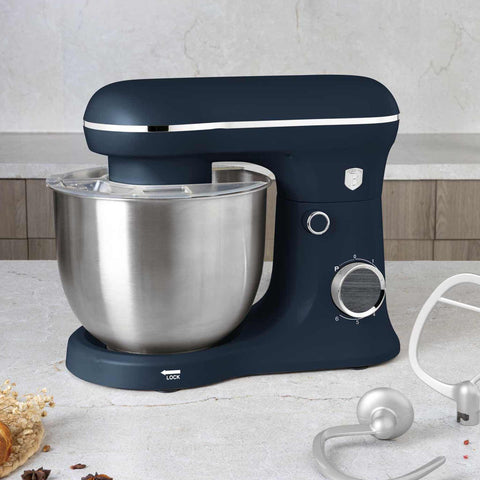 Product image of Kitchen machine. Part of the Deep Sea Collection . Features: • Material: stainless steel, plastic • 1500 W, 220-240V, 50/60 Hz • Include: • 18/10 stainless steel bowl 5L • Non-stick dough hook • Non-stick bea.... (Studio view). Official Berlinger Haus product, boosted by Promintra sl.