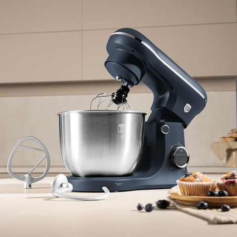 Product image of Kitchen machine. Part of the Deep Sea Collection . Features: • Material: stainless steel, plastic • 1500 W, 220-240V, 50/60 Hz • Include: • 18/10 stainless steel bowl 5L • Non-stick dough hook • Non-stick bea.... (Studio view). Official Berlinger Haus product, boosted by Promintra sl.