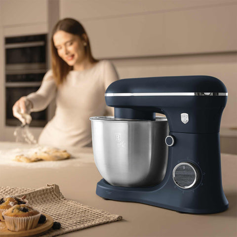 Product image of Kitchen machine. Part of the Deep Sea Collection . Features: • Material: stainless steel, plastic • 1500 W, 220-240V, 50/60 Hz • Include: • 18/10 stainless steel bowl 5L • Non-stick dough hook • Non-stick bea.... (Studio view). Official Berlinger Haus product, boosted by Promintra sl.