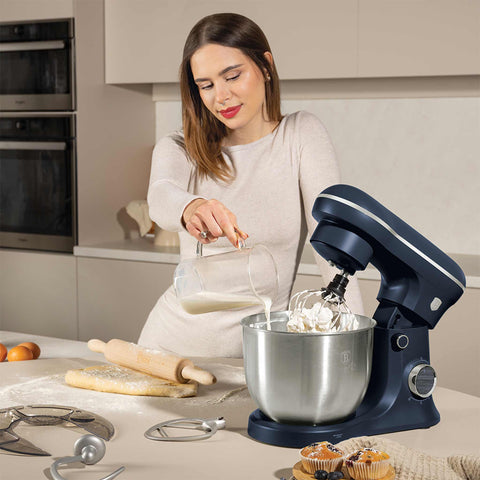 Product image of Kitchen machine. Part of the Deep Sea Collection . Features: • Material: stainless steel, plastic • 1500 W, 220-240V, 50/60 Hz • Include: • 18/10 stainless steel bowl 5L • Non-stick dough hook • Non-stick bea.... (Studio view). Official Berlinger Haus product, boosted by Promintra sl.