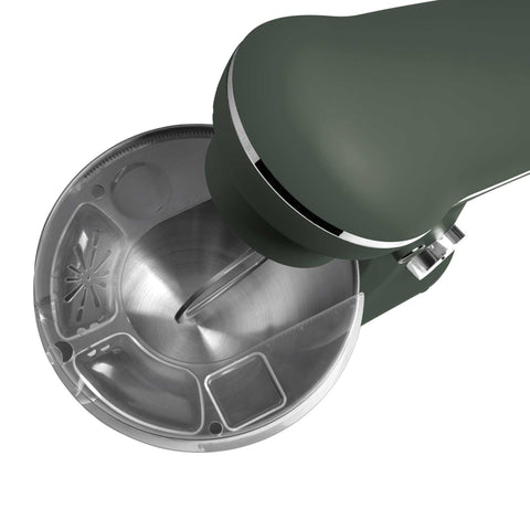 Product image of Kitchen machine. Part of the Matte Green Collection . Features: • Material: stainless steel, plastic • 1500 W, 220-240V, 50/60 Hz • Include: • 18/10 stainless steel bowl 5L • Non-stick dough hook • Non-stick bea.... (Studio view). Official Berlinger Haus product, boosted by Promintra sl.