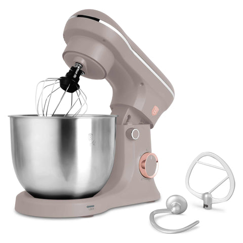 Product image of Kitchen machine. Part of the Taupe Collection . Features: • Material: stainless steel, plastic • 1500 W, 220-240V, 50/60 Hz • Include: • 18/10 stainless steel bowl 5L • Non-stick dough hook • Non-stick bea.... (Studio view). Official Berlinger Haus product, boosted by Promintra sl.