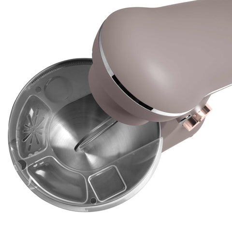 Product image of Kitchen machine. Part of the Taupe Collection . Features: • Material: stainless steel, plastic • 1500 W, 220-240V, 50/60 Hz • Include: • 18/10 stainless steel bowl 5L • Non-stick dough hook • Non-stick bea.... (Studio view). Official Berlinger Haus product, boosted by Promintra sl.