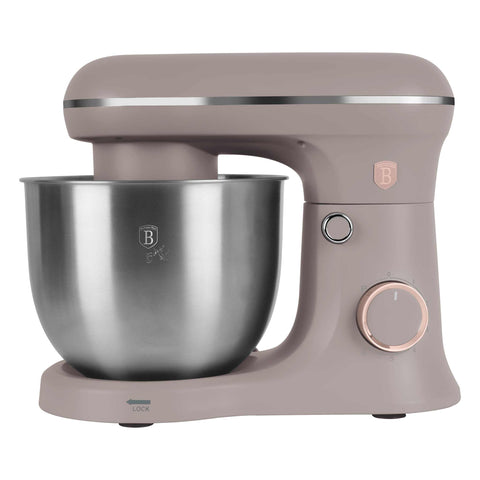 Product image of Kitchen machine. Part of the Taupe Collection . Features: • Material: stainless steel, plastic • Rated input power: 600 W • 220-240V, 50/60 Hz • Include: • 18/10 stainless steel bowl 5L • Non-stick dough h.... (Studio view). Official Berlinger Haus product, boosted by Promintra sl.