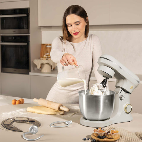 Product image of Kitchen machine. Part of the Sahara Collection . Features: • Material: stainless steel, plastic • 1500 W, 220-240V, 50/60 Hz • Include: • 18/10 stainless steel bowl 5L • Non-stick dough hook • Non-stick bea.... (Studio view). Official Berlinger Haus product, boosted by Promintra sl.