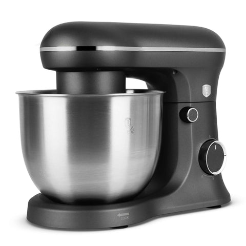 Product image of Kitchen machine. Part of the Anthracite Collection . Features: • Material: stainless steel, plastic • 1500 W, 220-240V, 50/60 Hz • Include: • 18/10 stainless steel bowl 5L • Non-stick dough hook • Non-stick bea.... (Studio view). Official Berlinger Haus product, boosted by Promintra sl.