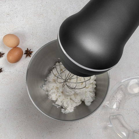 Product image of Kitchen machine. Part of the Anthracite Collection . Features: • Material: stainless steel, plastic • 1500 W, 220-240V, 50/60 Hz • Include: • 18/10 stainless steel bowl 5L • Non-stick dough hook • Non-stick bea.... (Studio view). Official Berlinger Haus product, boosted by Promintra sl.