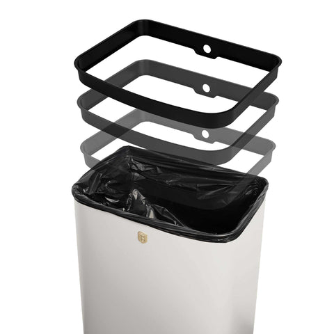  BH/9793, Cubo de basura con sensor de 60 L, color crema mate, cubo de basura con sensor, 60 L, eléctrico/batería, cubo de basura, polvo, contenedor, utensilios de cocina