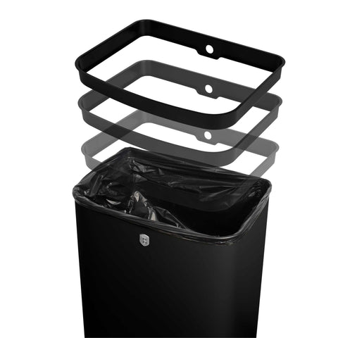 Product image of Sensor bin 60L. Part of the Black Vantage Collection/Matte Black Collection/Black Silver Collection . Features: • Material: steel • Size: 65*38,5*28,5 cm, 60L • Power: 4 pcs AA battery (not included) • Color: matt black. (Studio view). Official Berlinger Haus product, boosted by Promintra sl.