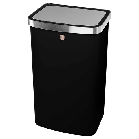 Product image of Sensor bin 60L. Part of the Black Rose Collection . Features: • Material: steel • Size: 65*38,5*28,5 cm, 60L • Power: 4 pcs AA battery (not included) • Color: matt black- rose gold. (Studio view). Official Berlinger Haus product, boosted by Promintra sl.