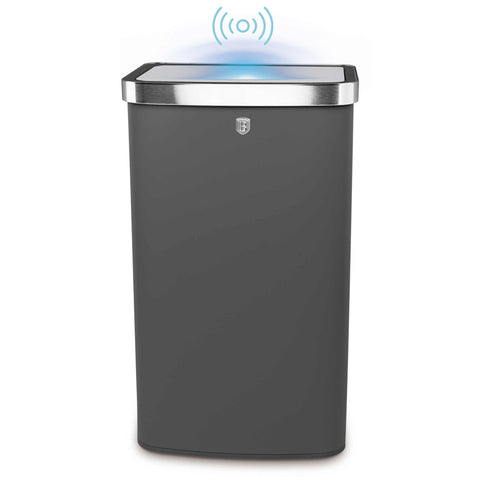 Product image of Sensor bin 60L. Part of the Anthracite Collection . Features: • Material: steel • Size: 65*38,5*28,5 cm, 60L • Power: 4 pcs AA battery (not included) • Color: matt anthracite. (Studio view). Official Berlinger Haus product, boosted by Promintra sl.