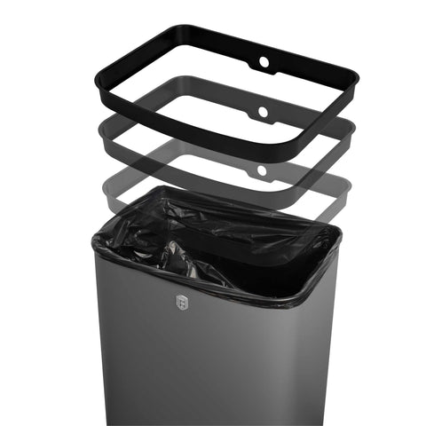 Product image of Sensor bin 60L. Part of the Anthracite Collection . Features: • Material: steel • Size: 65*38,5*28,5 cm, 60L • Power: 4 pcs AA battery (not included) • Color: matt anthracite. (Studio view). Official Berlinger Haus product, boosted by Promintra sl.