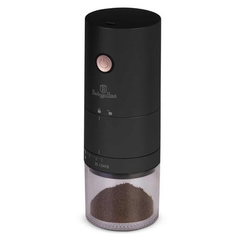 BH/9800, Molinillo de café portátil recargable, Negro, Oro rosa, Molinillo de café, Carga eléctrica/con cable, Molinillo de café portátil, Molinillo de café eléctrico, Imagen conceptual: producto y función clave.