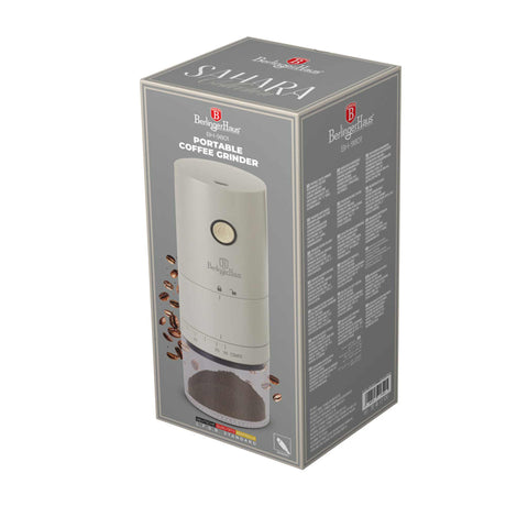 batería, BH/9801, Molinillo de café, crema, ekitchen, eléctrico, Kitchen Appliances, molinillo de café, molinillo de café eléctrico, molinillo de café portátil, Molinillo de café portátil recargable, Sahara Collection, té-café, Sahara Collection, café, molinillo de café, ekitchen, electrodomésticos de cocina, té, Embalaje del producto.