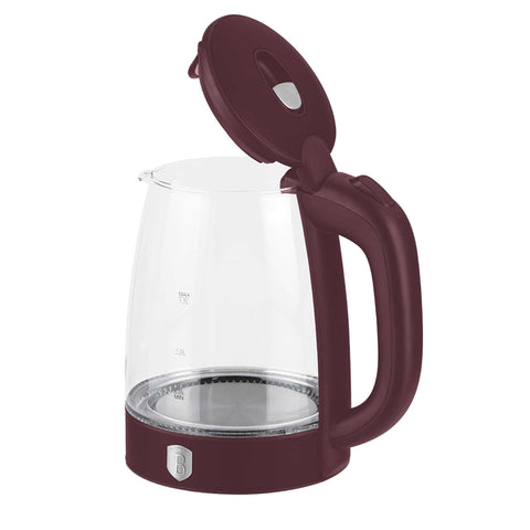 Product image of Electric glass kettle. Part of the Leonardo Collection . Features: • Material: stainless steel, borosilicate glass and plastic • Capacity: 1,7L • Voltage: 220-240V,50/60Hz • Power: 1850-2200W • Size: 22,3*16,1*24,2.... (Studio view). Official Berlinger Haus product, boosted by Promintra sl.