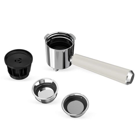 Product image of Digital espresso coffee maker 3in1. Part of the Sahara Collection . Features: • Material: stainless steel • Power: 950 W • Voltage: 220-240V 50/60 Hz • 1L water tank • 1 and 2 cup filter • 2 in 1 plastic spoon with tamper • S.... (Studio view). Official Berlinger Haus product, boosted by Promintra sl.