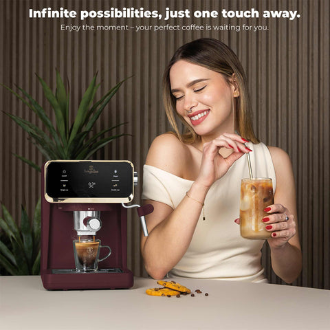Product image of Digital espresso coffee maker 3in1. Part of the Leonardo Collection . Features: • Material: stainless steel • Power: 950 W • Voltage: 220-240V 50/60 Hz • 1L water tank • 1 and 2 cup filter • 2 in 1 plastic spoon with tamper • S.... (Studio view). Official Berlinger Haus product, boosted by Promintra sl.