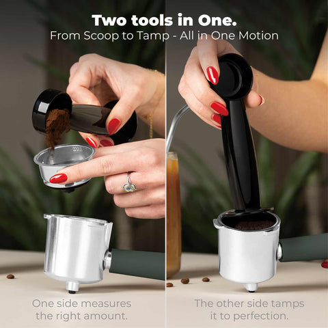 Product image of Digital espresso coffee maker 3in1. Part of the Matte Green Collection . Features: • Material: stainless steel • Power: 950 W • Voltage: 220-240V 50/60 Hz • 1L water tank • 1 and 2 cup filter • 2 in 1 plastic spoon with tamper • S.... (Studio view). Official Berlinger Haus product, boosted by Promintra sl.