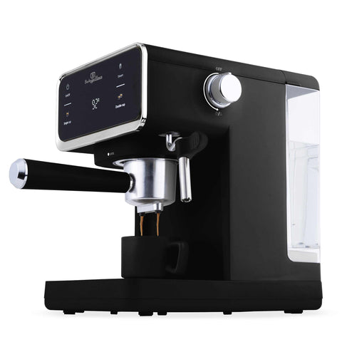 Product image of Digital espresso coffee maker 3in1. Part of the Black Vantage Collection/Matte Black Collection/Black Silver Collection . Features: • Material: stainless steel • Power: 950 W • Voltage: 220-240V 50/60 Hz • 1L water tank • 1 and 2 cup filter • 2 in 1 plastic spoon with tamper • S.... (Conceptual view). Official Berlinger Haus product, boosted by Promintra sl.
