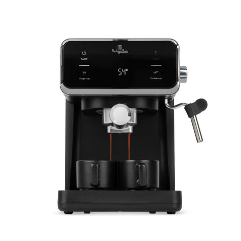 Product image of Digital espresso coffee maker 3in1. Part of the Black Vantage Collection/Matte Black Collection/Black Silver Collection . Features: • Material: stainless steel • Power: 950 W • Voltage: 220-240V 50/60 Hz • 1L water tank • 1 and 2 cup filter • 2 in 1 plastic spoon with tamper • S.... (Conceptual view). Official Berlinger Haus product, boosted by Promintra sl.