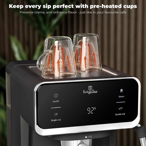 BH/9852, Cafetera espresso digital 3 en 1, Antracita Mate, Cafetera espresso, Eléctrica, Cafetera eléctrica, Cafetera espresso con espumador de leche, Electrodomésticos, Cafetera