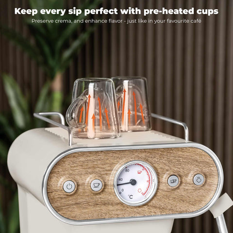  BH/9854, Cafetera espresso 3 en 1, Crema mate, Madera, Cafetera espresso, Eléctrica, Cafetera eléctrica, Cafetera espresso con espumador de leche, Electrodomésticos de cocina, Cafetera