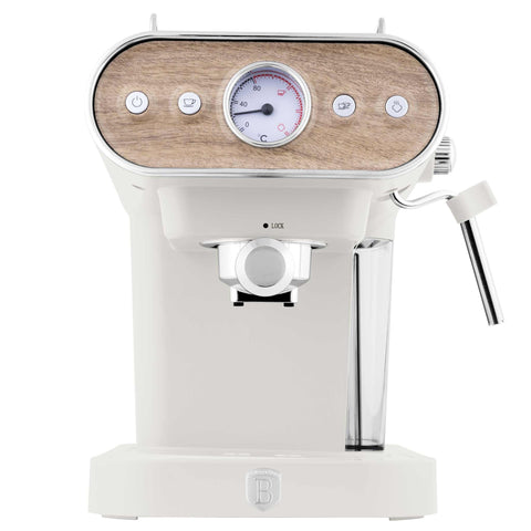 Product image of Espresso coffee maker 3in1. Part of the Sahara Nordic Collection . Features: • Material: stainless steel • Power: 950 W • Voltage: 220-240V 50-60 Hz • 1,2L water tank • 1 and 2 cup filter • 2 in 1 plastic spoon with tamper •.... (Studio view). Official Berlinger Haus product, boosted by Promintra sl.