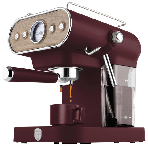 BH/9855, burdeos mate, Cafetera, cafetera eléctrica, cafetera espresso, Cafetera espresso 3 en 1, cafetera espresso con espumador de leche, Colección Nórdica Leonardo, ekitchen, Electrodomésticos, electrodomésticos de cocina, eléctrica, Leonardo Nordic Collection, madera