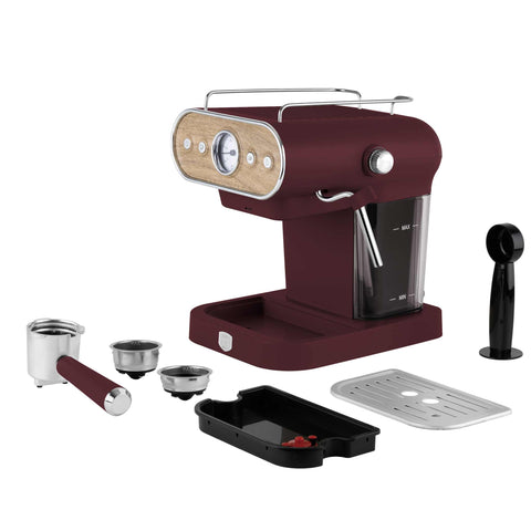  BH/9855, Cafetera espresso 3 en 1, Burdeos mate, Madera, Cafetera espresso, Eléctrica, Cafetera eléctrica, Cafetera espresso con espumador de leche, Electrodomésticos, Cafetera