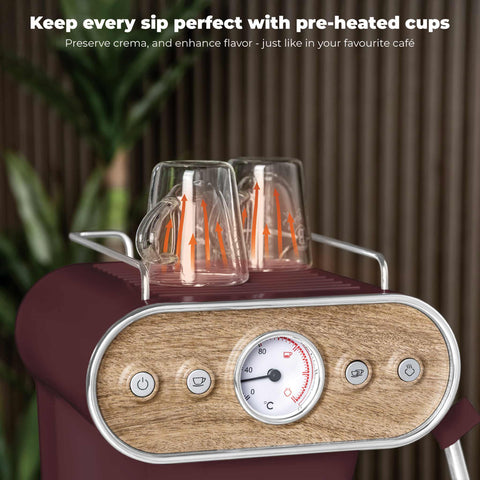  BH/9855, Cafetera espresso 3 en 1, Burdeos mate, Madera, Cafetera espresso, Eléctrica, Cafetera eléctrica, Cafetera espresso con espumador de leche, Electrodomésticos, Cafetera