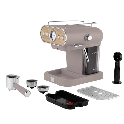  BH/9856, Cafetera espresso 3 en 1, Color topo mate, Madera, Cafetera espresso, Eléctrica, Cafetera eléctrica, Cafetera espresso con espumador de leche, Electrodomésticos, Cafetera