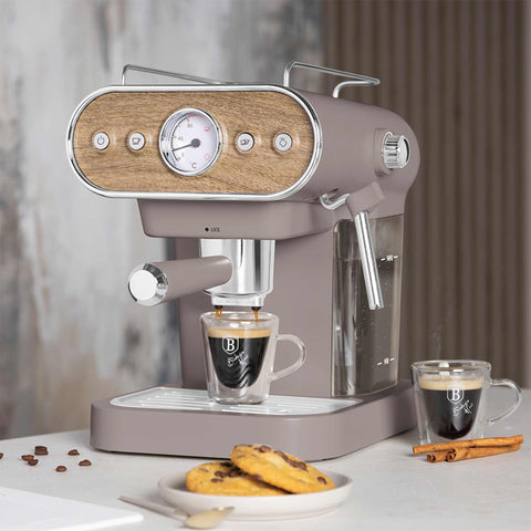  BH/9856, Cafetera espresso 3 en 1, Color topo mate, Madera, Cafetera espresso, Eléctrica, Cafetera eléctrica, Cafetera espresso con espumador de leche, Electrodomésticos, Cafetera