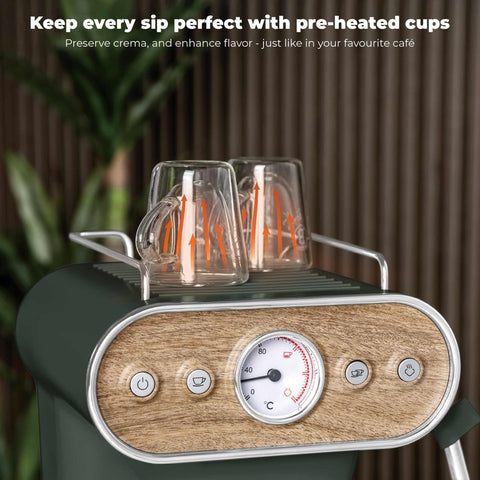  BH/9857, Cafetera espresso 3 en 1, Verde mate, Madera, Cafetera espresso, Eléctrica, Cafetera eléctrica, Cafetera espresso con espumador de leche, Electrodomésticos, Cafetera