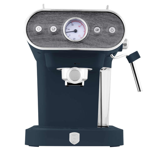 BH/9858, Cafetera espresso 3 en 1, Azul mate, Madera, Cafetera espresso, Eléctrica, Cafetera eléctrica, Cafetera espresso con espumador de leche, Electrodomésticos, Cafetera