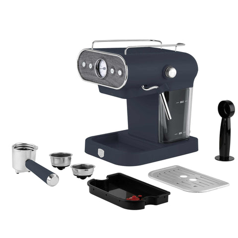 BH/9858, Cafetera espresso 3 en 1, Azul mate, Madera, Cafetera espresso, Eléctrica, Cafetera eléctrica, Cafetera espresso con espumador de leche, Electrodomésticos, Cafetera