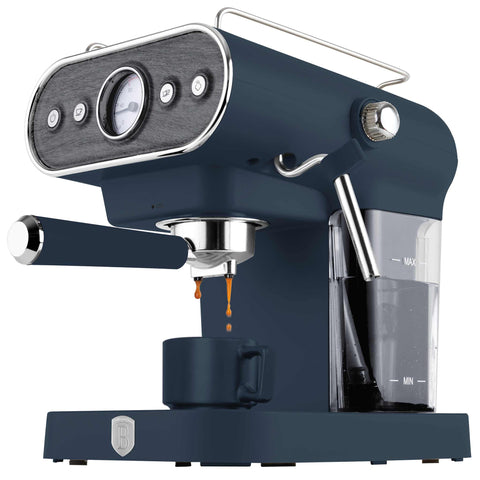 BH/9858, Cafetera espresso 3 en 1, Azul mate, Madera, Cafetera espresso, Eléctrica, Cafetera eléctrica, Cafetera espresso con espumador de leche, Electrodomésticos, Cafetera