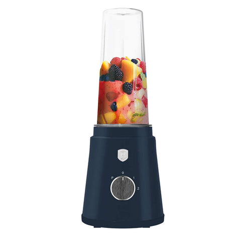 Product image of Smoothie maker. Part of the Deep Sea Collection . Features: • Material: stainless steel, plastic • Power: 320 W • 220-240 V 50/60 Hz • 2 pcs takeaway jar with lid: 300 ml and 600 ml • Length of power cord: 8.... (Studio view). Official Berlinger Haus product, boosted by Promintra sl.