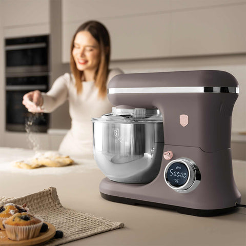 Product image of Kitchen machine. Part of the Taupe Collection . Features: • Material: stainless steel, plastic • 1500 W, 220-240V, 50/60 Hz • Include: • 18/10 stainless steel bowl 6L • Non-stick dough hook • Non-stick bea.... (Studio view). Official Berlinger Haus product, boosted by Promintra sl.