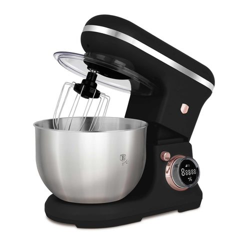 Product image of Kitchen machine. Part of the Black Rose Collection . Features: • Material: stainless steel, plastic • 1500 W, 220-240V, 50/60 Hz • Include: • 18/10 stainless steel bowl 6L • Non-stick dough hook • Non-stick bea.... (Studio view). Official Berlinger Haus product, boosted by Promintra sl.