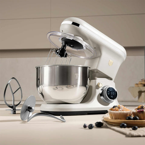 Product image of Kitchen machine. Part of the Sahara Collection . Features: • Material: stainless steel, plastic • 1500 W, 220-240V, 50/60 Hz • Include: • 18/10 stainless steel bowl 6L • Non-stick dough hook • Non-stick bea.... (Studio view). Official Berlinger Haus product, boosted by Promintra sl.