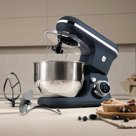 Product image of Kitchen machine. Part of the Deep Sea Collection . Features: • Material: stainless steel, plastic • 1500 W, 220-240V, 50/60 Hz • Include: • 18/10 stainless steel bowl 6L • Non-stick dough hook • Non-stick bea.... (Studio view). Official Berlinger Haus product, boosted by Promintra sl.