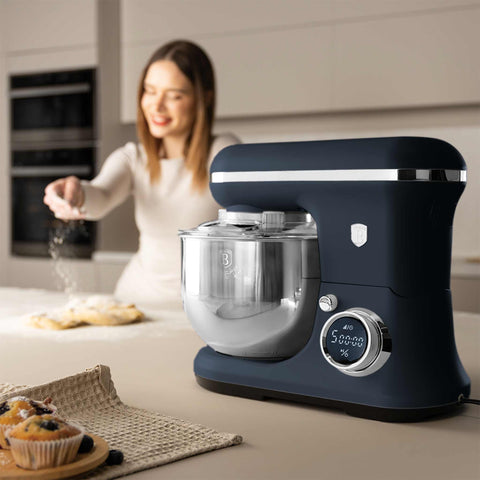 Product image of Kitchen machine. Part of the Deep Sea Collection . Features: • Material: stainless steel, plastic • 1500 W, 220-240V, 50/60 Hz • Include: • 18/10 stainless steel bowl 6L • Non-stick dough hook • Non-stick bea.... (Studio view). Official Berlinger Haus product, boosted by Promintra sl.