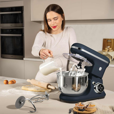 Product image of Kitchen machine. Part of the Deep Sea Collection . Features: • Material: stainless steel, plastic • 1500 W, 220-240V, 50/60 Hz • Include: • 18/10 stainless steel bowl 6L • Non-stick dough hook • Non-stick bea.... (Studio view). Official Berlinger Haus product, boosted by Promintra sl.