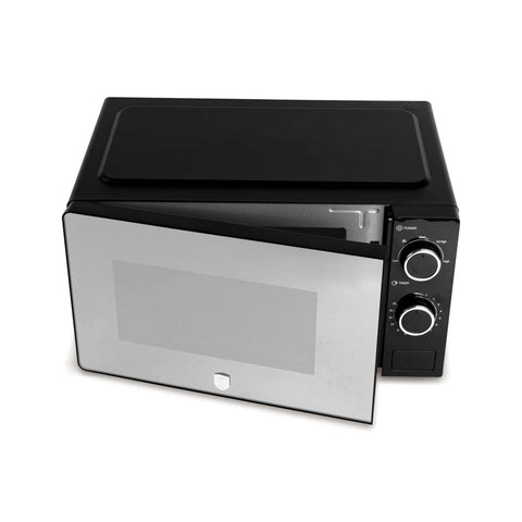 Product image of Mechanical microwave oven 20L. Part of the Black Vantage Collection/Matte Black Collection/Black Silver Collection . Features: • Input power: 1100W • Output power: 700W • Capacity: 20L • Glass plate: Ø24,5 cm • Size: 24,2*44,5*32,5 cm • Length of power cord: 85 cm • Color: .... (Studio view). Official Berlinger Haus product, boosted by Promintra sl.