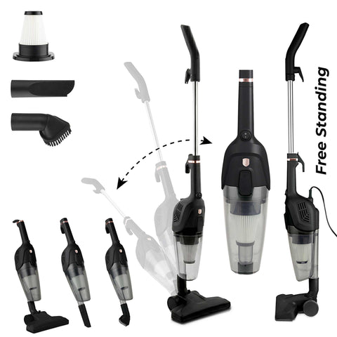 Product image of 4in1 corded vacuum cleaner with water function. Part of the Black Rose Collection . Features: • 220-240V, 50/60Hz, 600 W • Vacuum >10Kpa super powerful suction • Accessories: • 2 in 1 brush • Crevice tool • Sofa brush • Water tank • Mop pad .... (Studio view). Official Berlinger Haus product, boosted by Promintra sl.