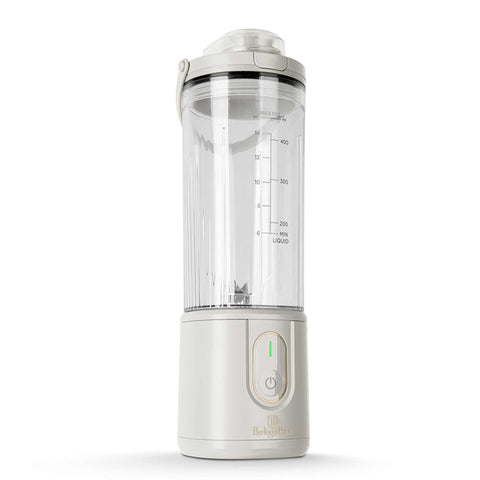 Product image of Cordless portable blender. Part of the Sahara Collection . Features: • Material: stainless steel, plastic • Power: 110 W • Capacity: 400 ml • Rechargeable battery: 2000mAh, 7,4 V • Charging time: 3 hours • Accessorie.... (Studio view). Official Berlinger Haus product, boosted by Promintra sl.
